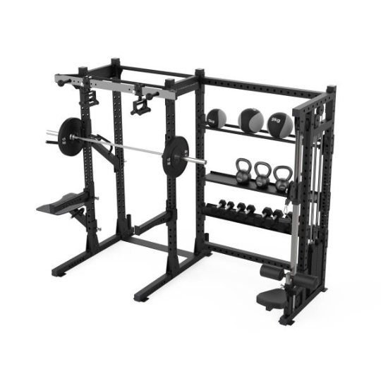 Half Rack avec Poulie Ajustable (100 kg) et Étagères de Rangement E70