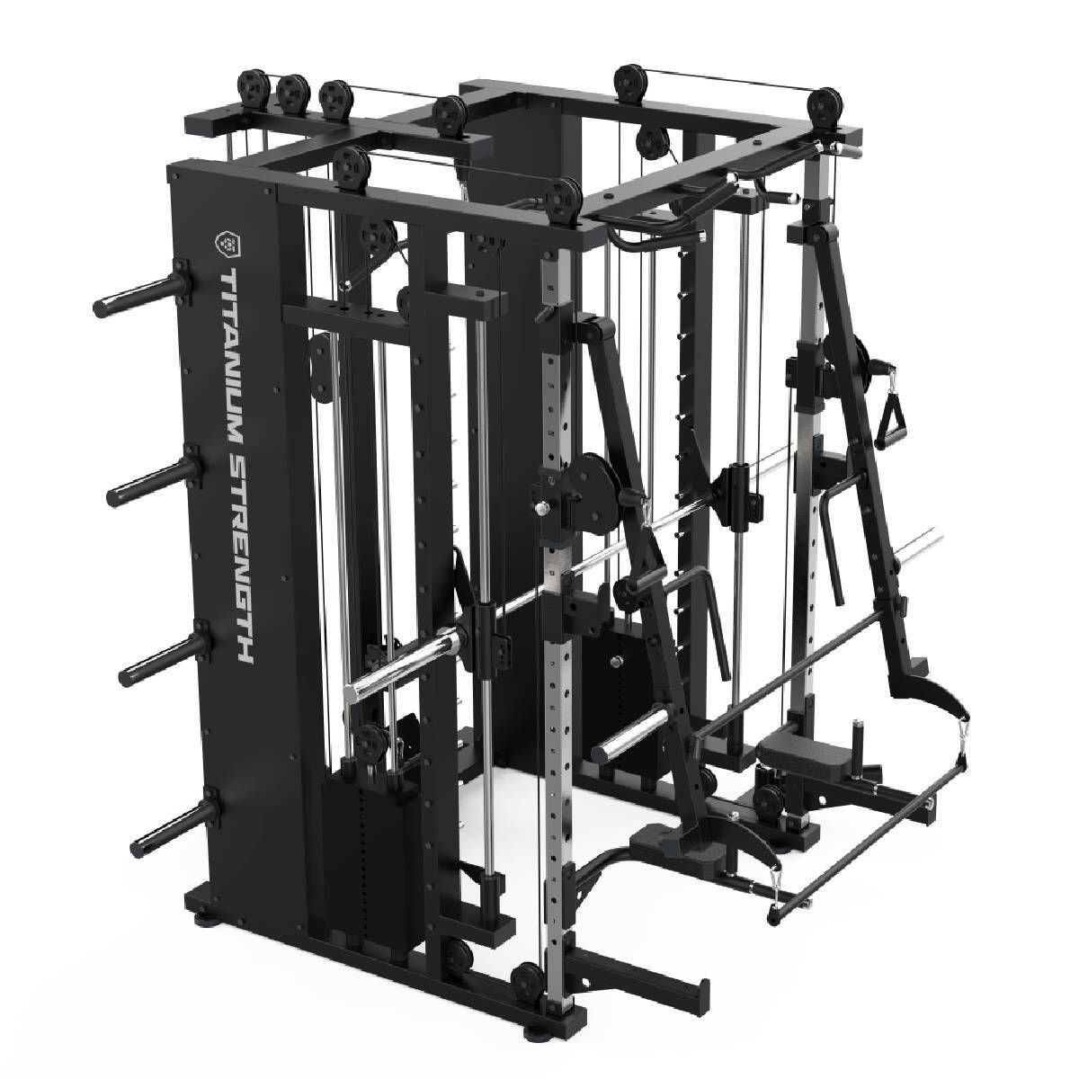 MULTIPOWER - MACHINE SMITH AVEC DOUBLE POULIE + RACK + POULIE HAUTE ET BASSE + 270 KG DE PLAQUES INCLUSES B300