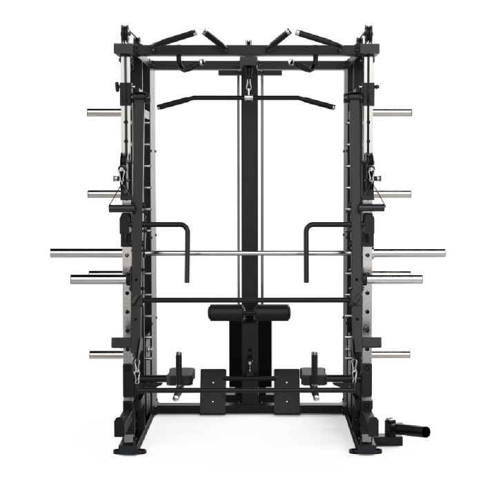 MULTIPOWER - MACHINE SMITH AVEC DOUBLE POULIE + RACK + POULIE HAUTE ET BASSE + 270 KG DE PLAQUES INCLUSES B300