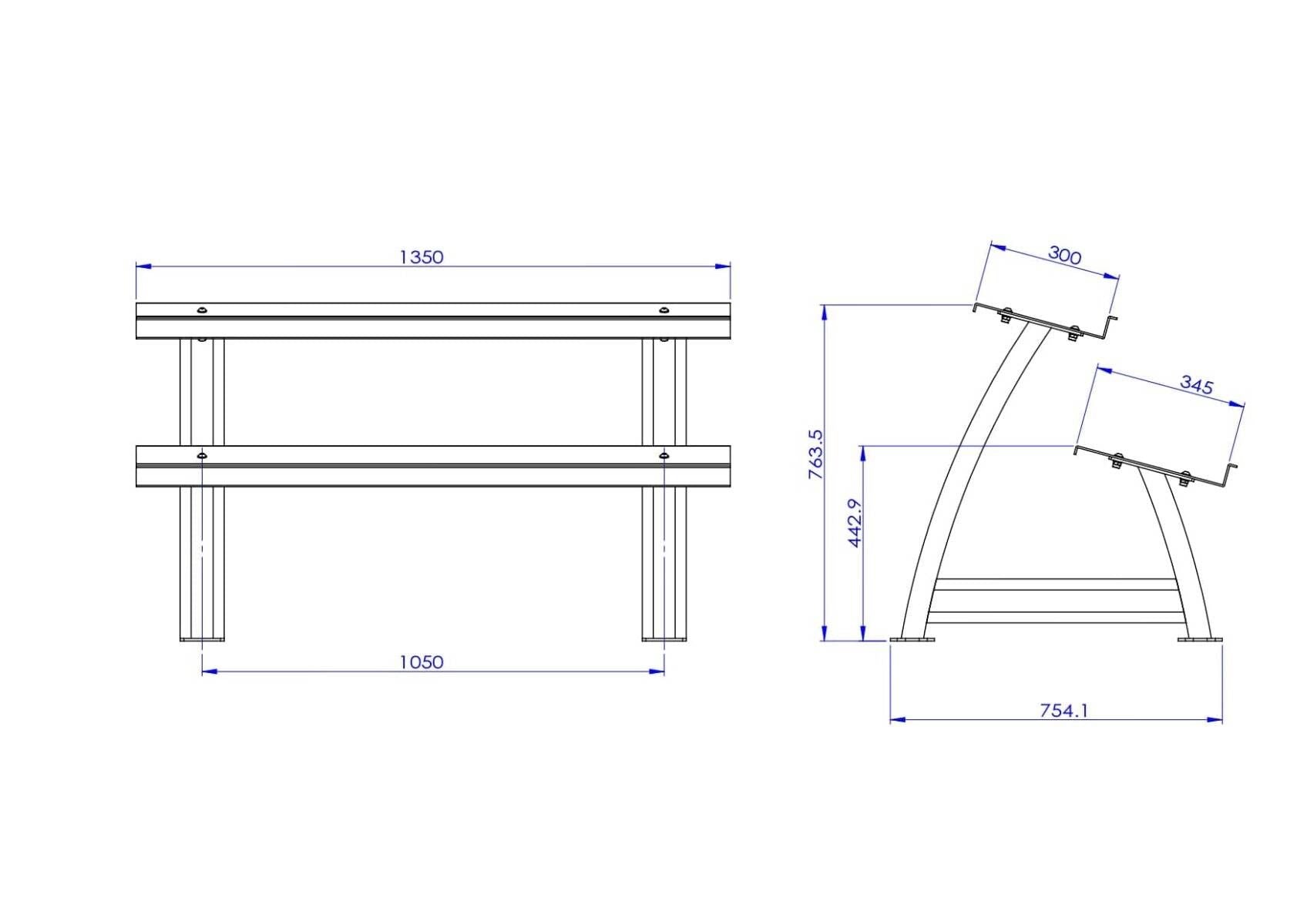 RACK DE 2 HAUTEURS POUR HALTÈRES HEXAGONAUX TS