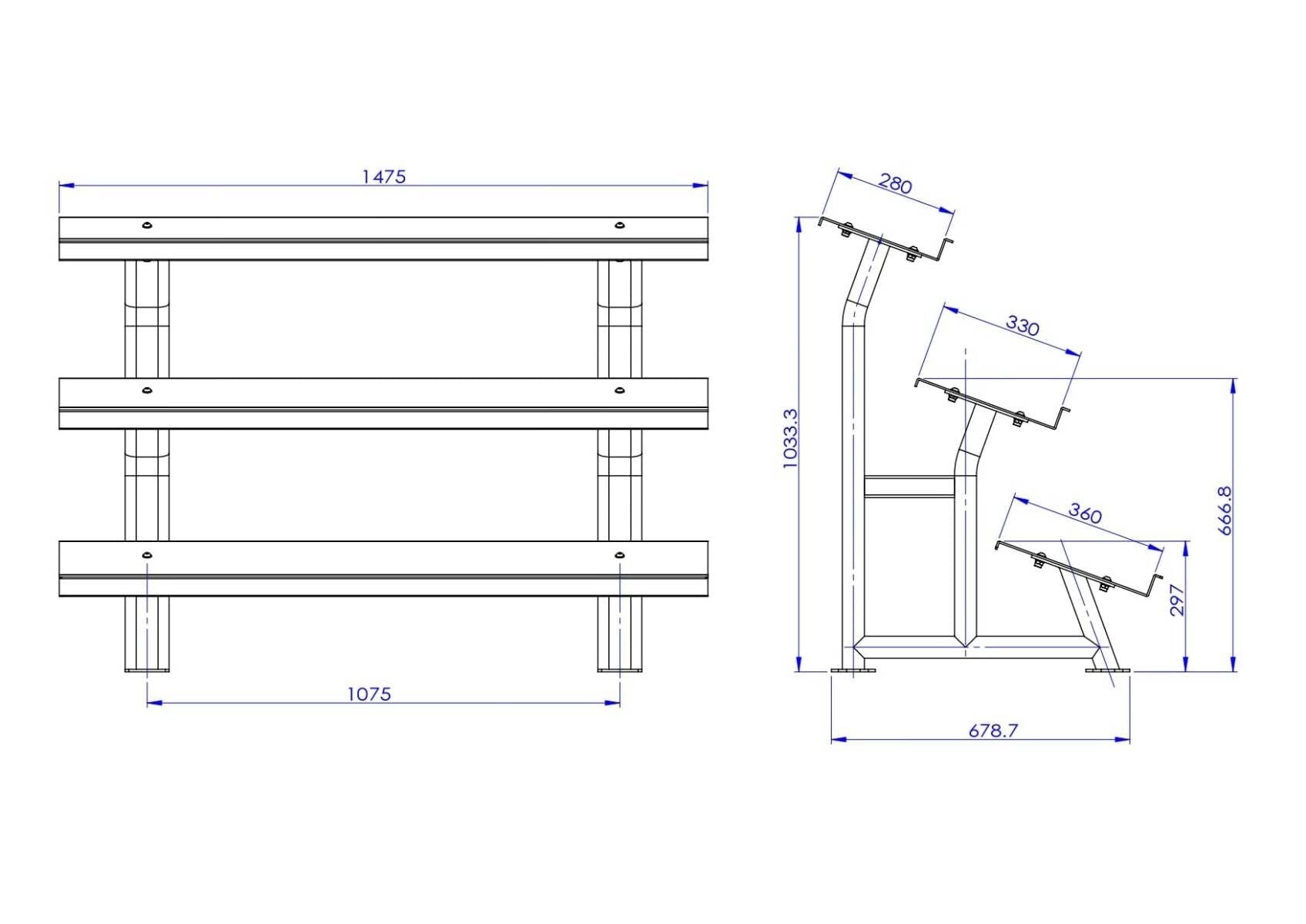 RACK DE 3 HAUTEURS POUR HALTÈRES HEXAGONAUX TS