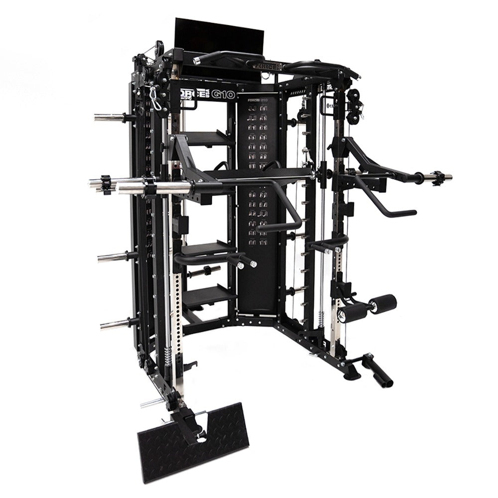 G10® All-In-One Trainer - Machine Smith, Rack + Double Poulie (Rapport de câble 2:1 et 4:1)