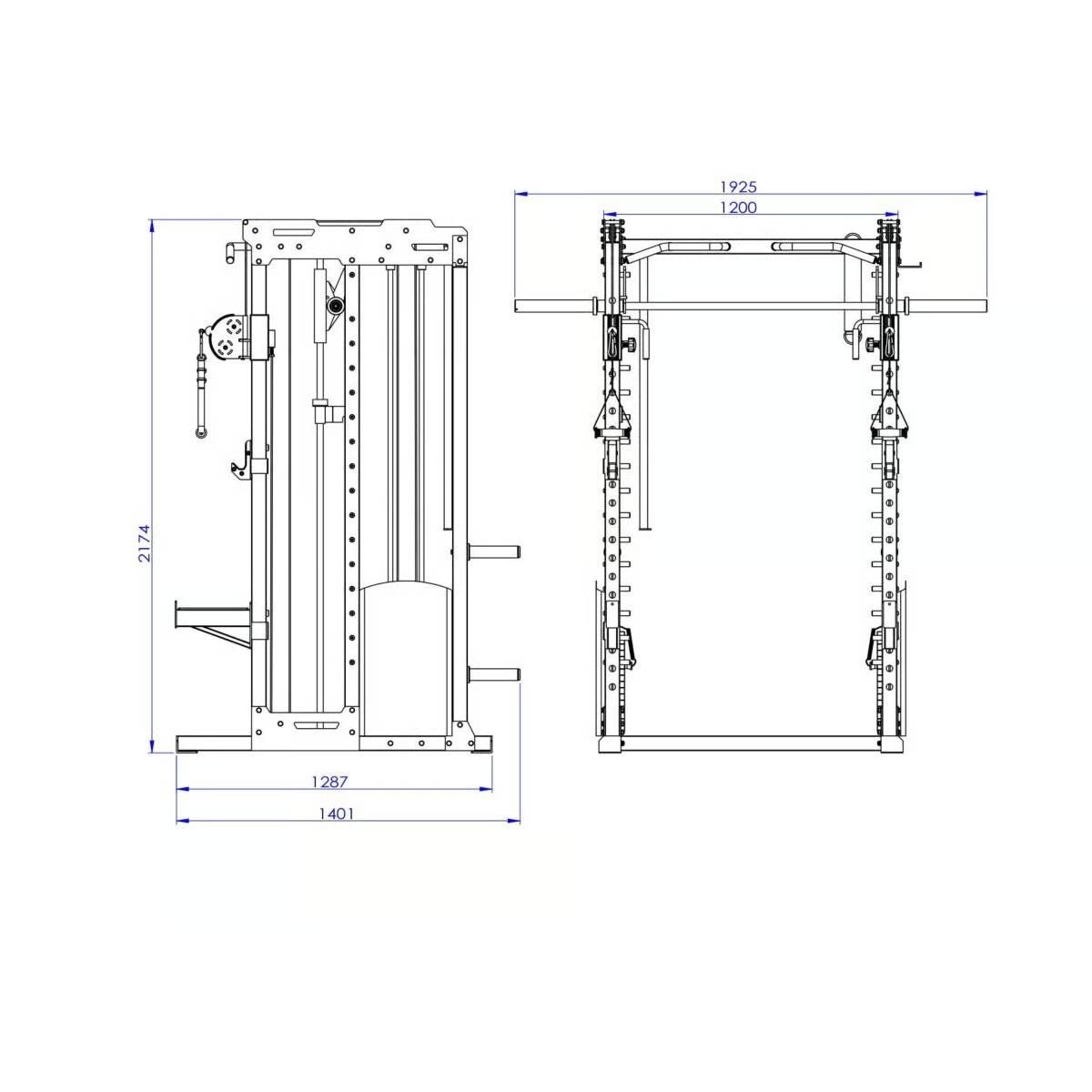 Multipower - Machine Smith Professionnelle avec Double Poulie + Rack FT3