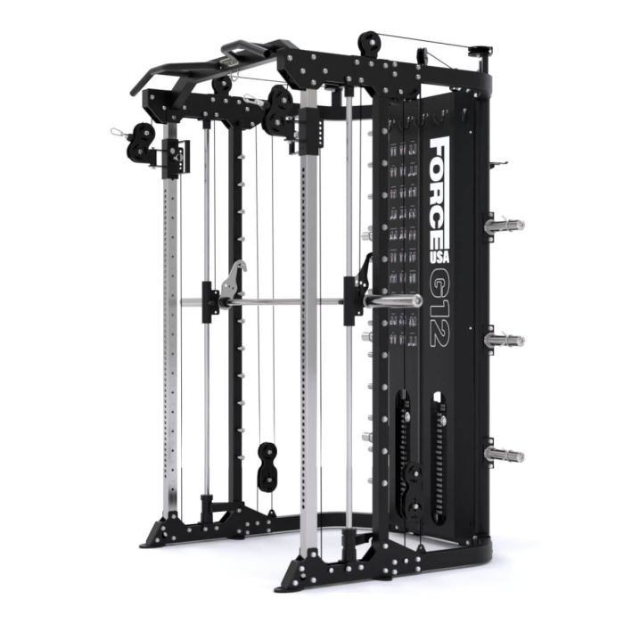 G12™ V2 All-In-One Trainer - Double Poulie (2 x 100 kg), Machine Smith, Rack et Presse pour les Jambes
