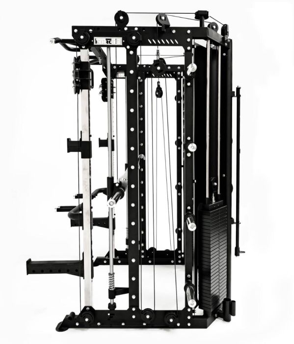 G15® All-In-One Trainer - Smith Machine, Rack + Double Poulie (Rapport de Câbles 2:1 et 4:1) + 260 Kg de Plaques Incluses