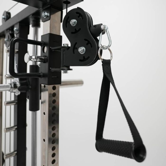G4 All-In-One Trainer: Rack, Smith Machine et Double Poulie + 154 kg de Poids Inclus