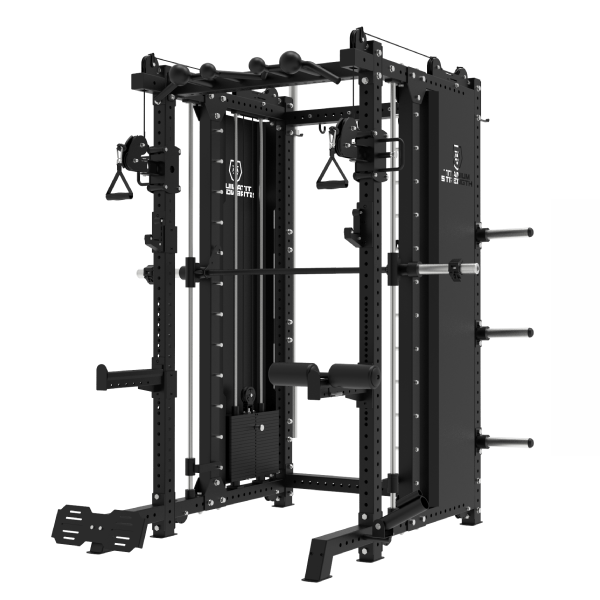 Smith Machine Multifonctionnelle B500 PRO - Machine Smith Commerciale à Double Poulie + Rack