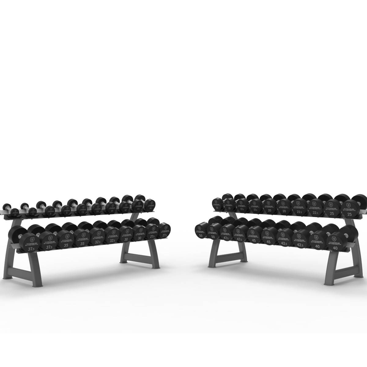 Set d’Haltères Ronds Pro PU 2,5–50 kg + 2 Racks