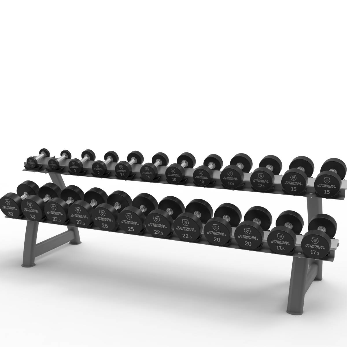 Set d’Haltères Rondes Pro PU 2,5–30 kg + Rack