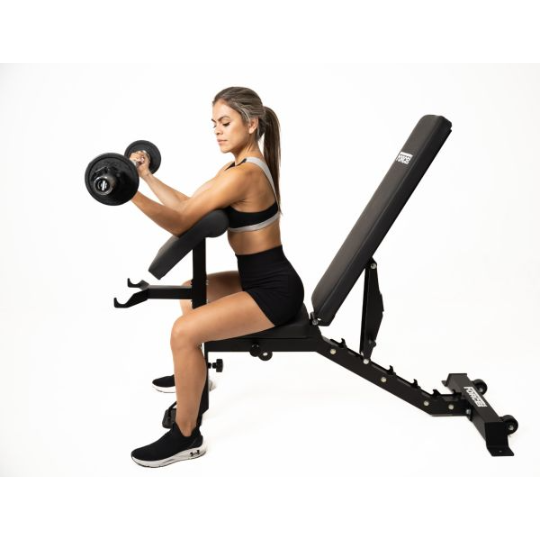 Force USA MyBench V2 - Banc Réglable avec Pupitre de Biceps et Extension de Jambes