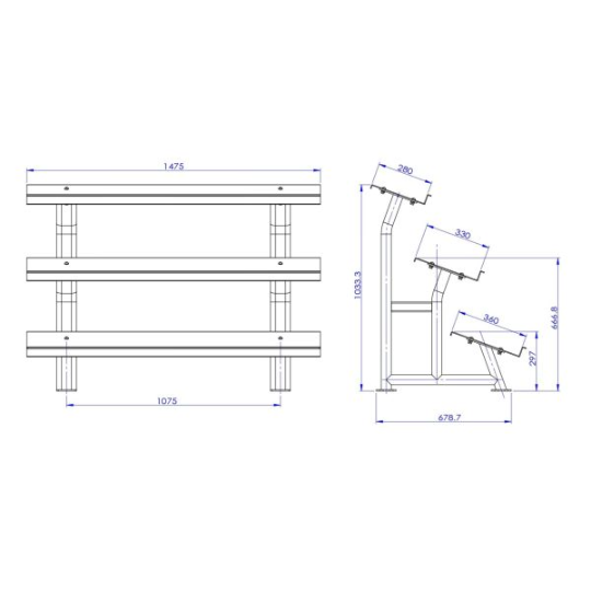 RACK DE 3 HAUTEURS POUR HALTÈRES HEXAGONAUX TS
