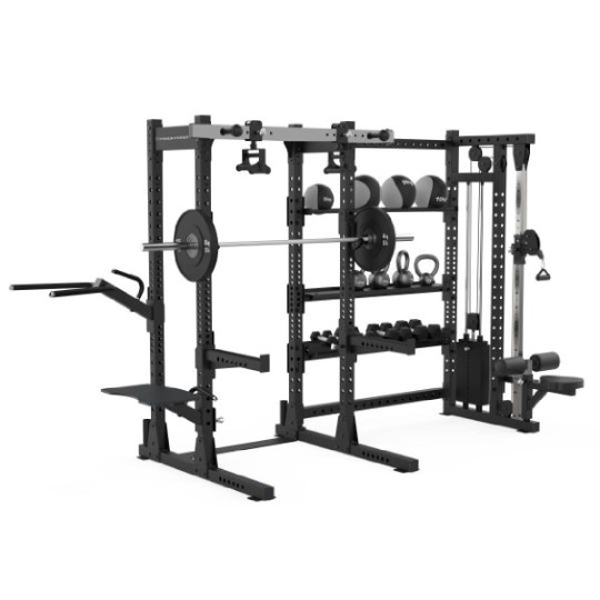 Half Rack avec Poulie Ajustable (100 kg) et Étagères de Rangement E70