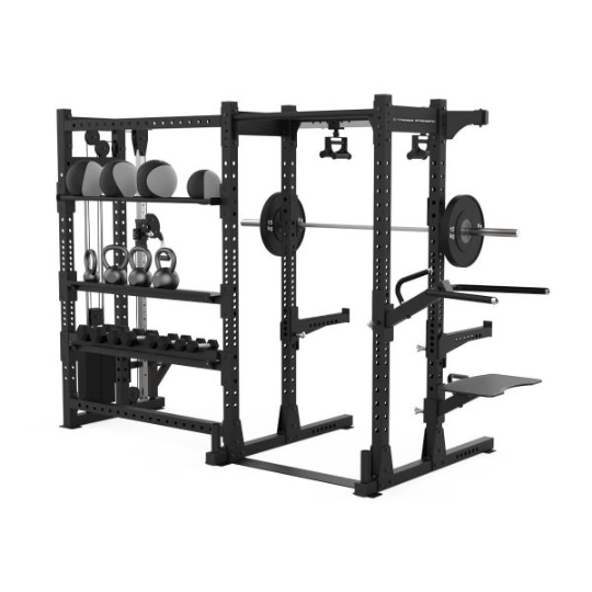 Half Rack avec Poulie Ajustable (100 kg) et Étagères de Rangement E70