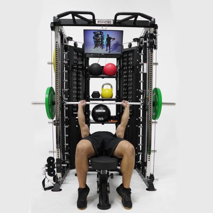 G15® All-In-One Trainer - Smith Machine, Rack + Double Poulie (Rapport de Câbles 2:1 et 4:1) + 260 Kg de Plaques Incluses