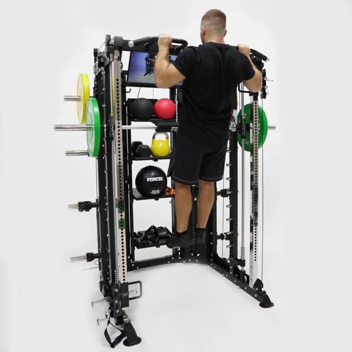 G15® All-In-One Trainer - Smith Machine, Rack + Double Poulie (Rapport de Câbles 2:1 et 4:1) + 260 Kg de Plaques Incluses