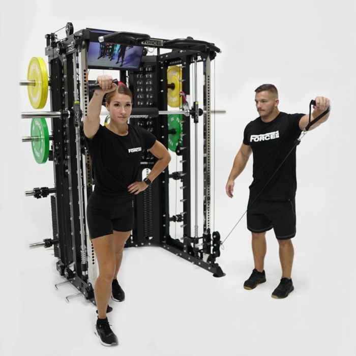 G15® All-In-One Trainer - Smith Machine, Rack + Double Poulie (Rapport de Câbles 2:1 et 4:1) + 260 Kg de Plaques Incluses