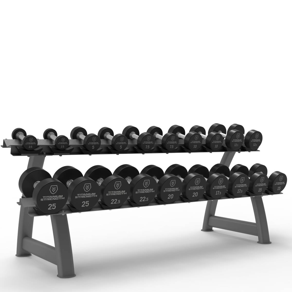 Set de Mancuernas Redondas Pro PU 2,5–25 kg + Rack