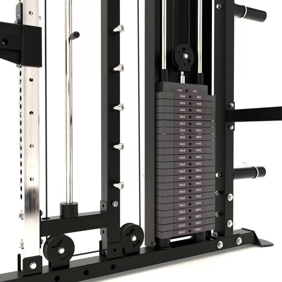 G4 All-In-One Trainer: Rack, Smith Machine et Double Poulie + 154 kg de Poids Inclus