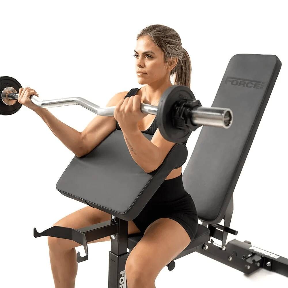 Force USA MyBench V2 - Banc Réglable avec Pupitre de Biceps et Extension de Jambes