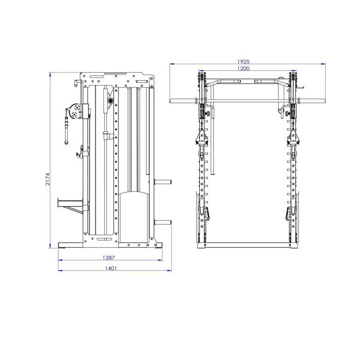 Multipower - Machine Smith Professionnelle avec Double Poulie + Rack FT3