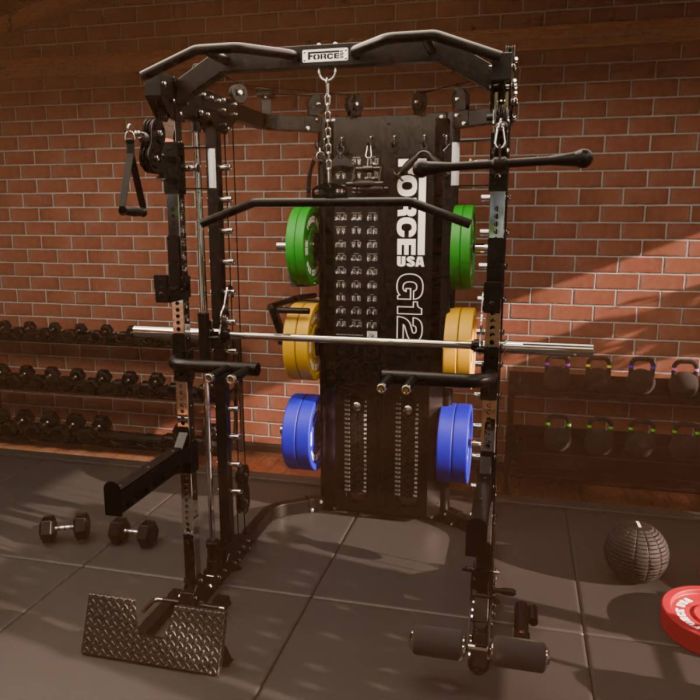 G12™ V2 All-In-One Trainer - Double Poulie (2 x 100 kg), Machine Smith, Rack et Presse pour les Jambes