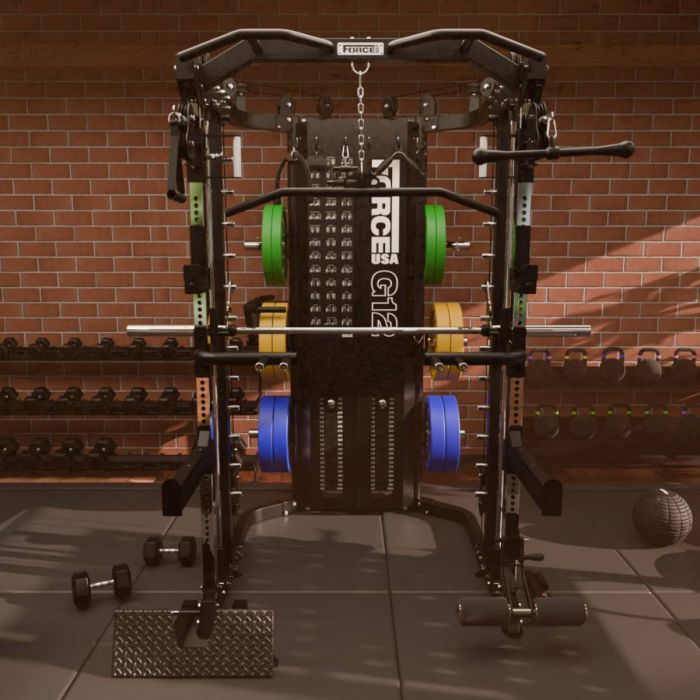 G12™ V2 All-In-One Trainer - Double Poulie (2 x 100 kg), Machine Smith, Rack et Presse pour les Jambes