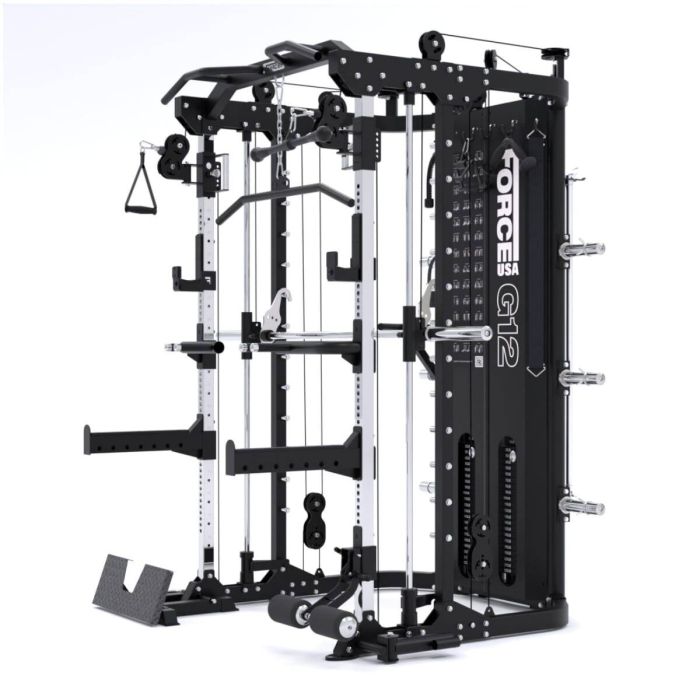 G12™ V2 All-In-One Trainer - Double Poulie (2 x 100 kg), Machine Smith, Rack et Presse pour les Jambes