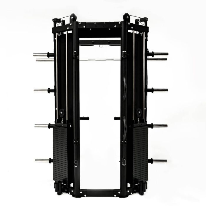 G15® All-In-One Trainer - Smith Machine, Rack + Double Poulie (Rapport de Câbles 2:1 et 4:1) + 260 Kg de Plaques Incluses