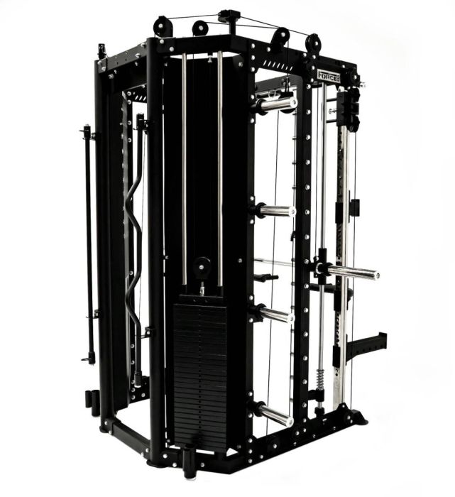 G15® All-In-One Trainer - Smith Machine, Rack + Double Poulie (Rapport de Câbles 2:1 et 4:1) + 260 Kg de Plaques Incluses