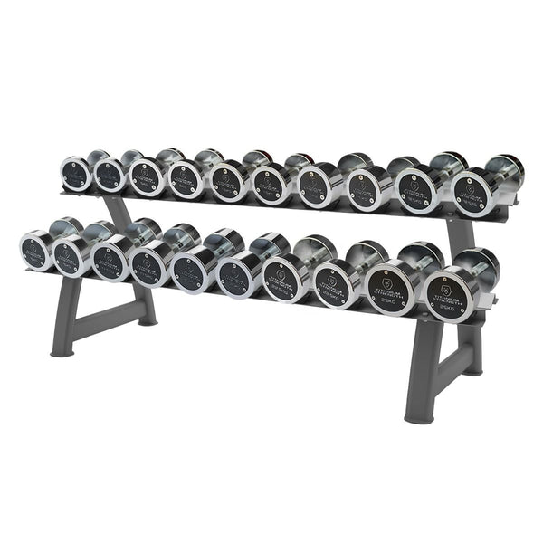 Set d’Haltères Chromées 2,5–25 kg + Rack
