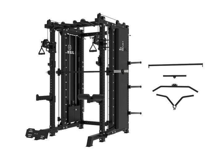 Smith Machine Multifonctionnelle B500 PRO - Machine Smith Commerciale à Double Poulie + Rack