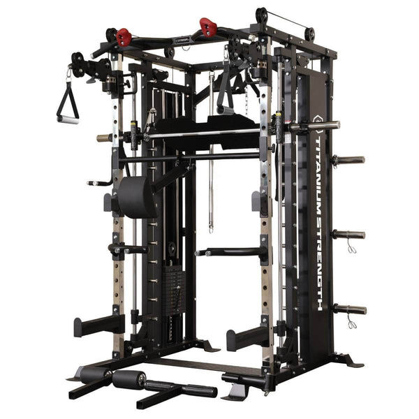 All-in-One Trainer - Poulie Double (2x90 kg), Multipower, Power Rack et Presse à Jambes MX90