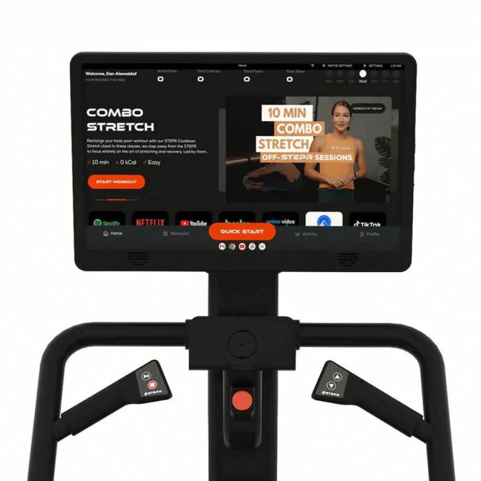 Monte-escalier Fitness STEPR PRO+ avec Console Écran Tactile HD Connecté de 27”