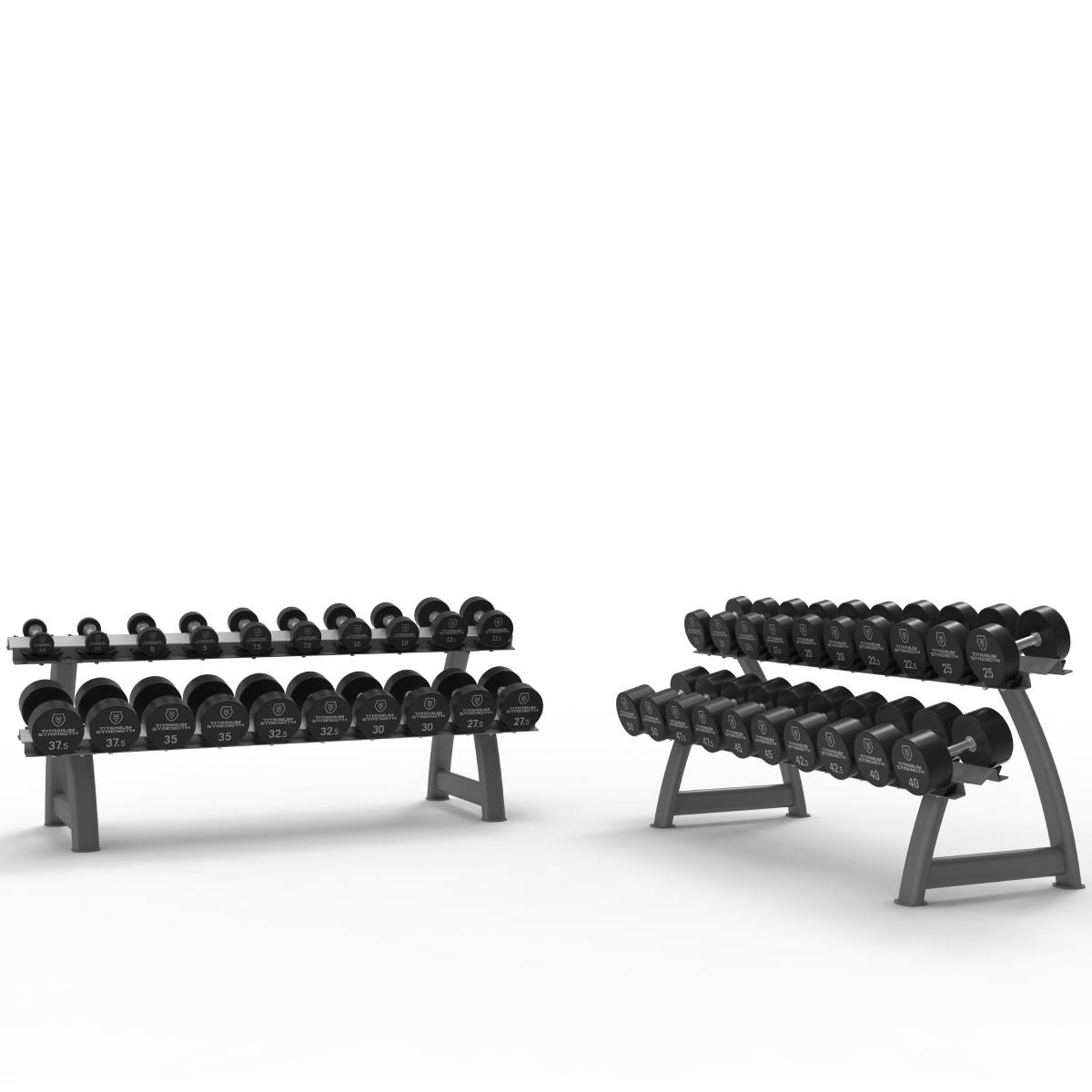 Set d’Haltères Ronds Pro PU 2,5–50 kg + 2 Racks